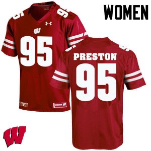 Women's Wisconsin Badgers NCAA #95 Keldric Preston Red Authentic Under Armour Stitched College Football Jersey SQ31K24UR
